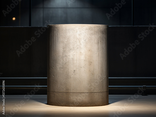Round concrete column with a smooth surface bears weight and supports the clear structure