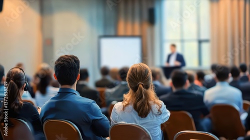 Business conference presentation office image of attendees professional environment audience viewpoint