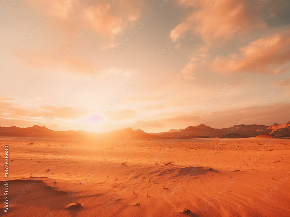 Naklejka premium As the desert sun rises slowly, the heat begins to build gradually, marking the start of the day