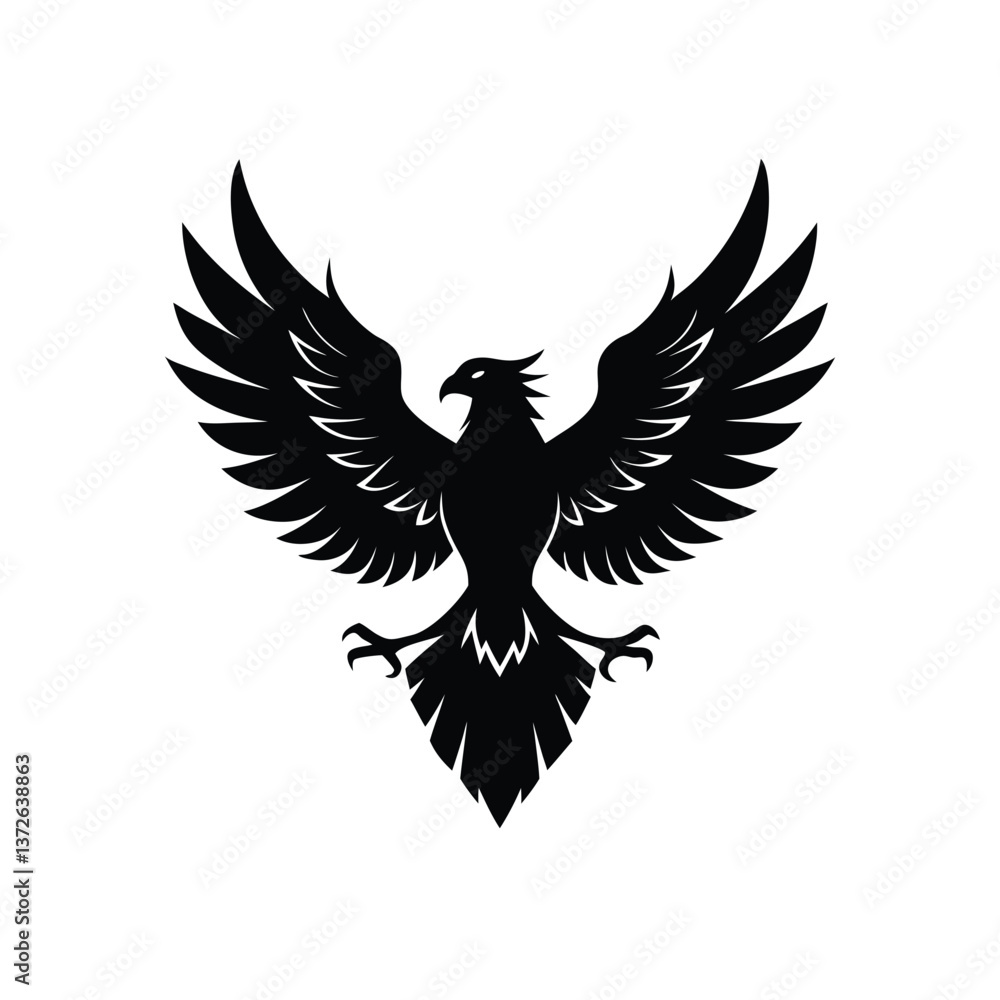 Obraz premium silhouette of an eagle soaring with wings spread.eps