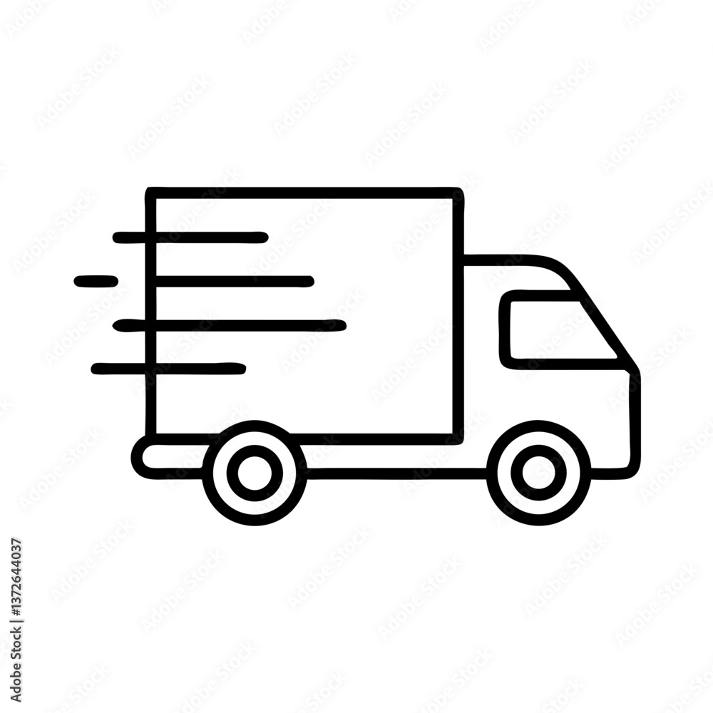 Delivery Truck Icon: A simple yet dynamic line art image of a delivery truck in motion. Delivery Truck Icon: A simple yet dynamic line art image of a delivery truck in motion.
