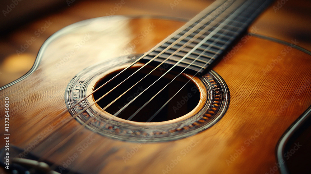 acoustic guitar close up. Generative AI acoustic guitar close up. Generative AI