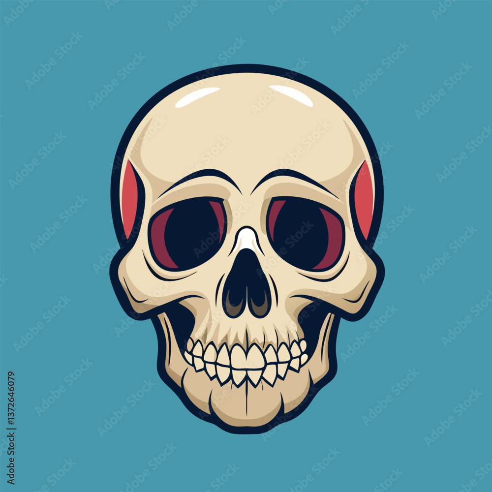 Fototapeta premium Vibrant DualTone Skull Illustration for Halloween and Gothic Art