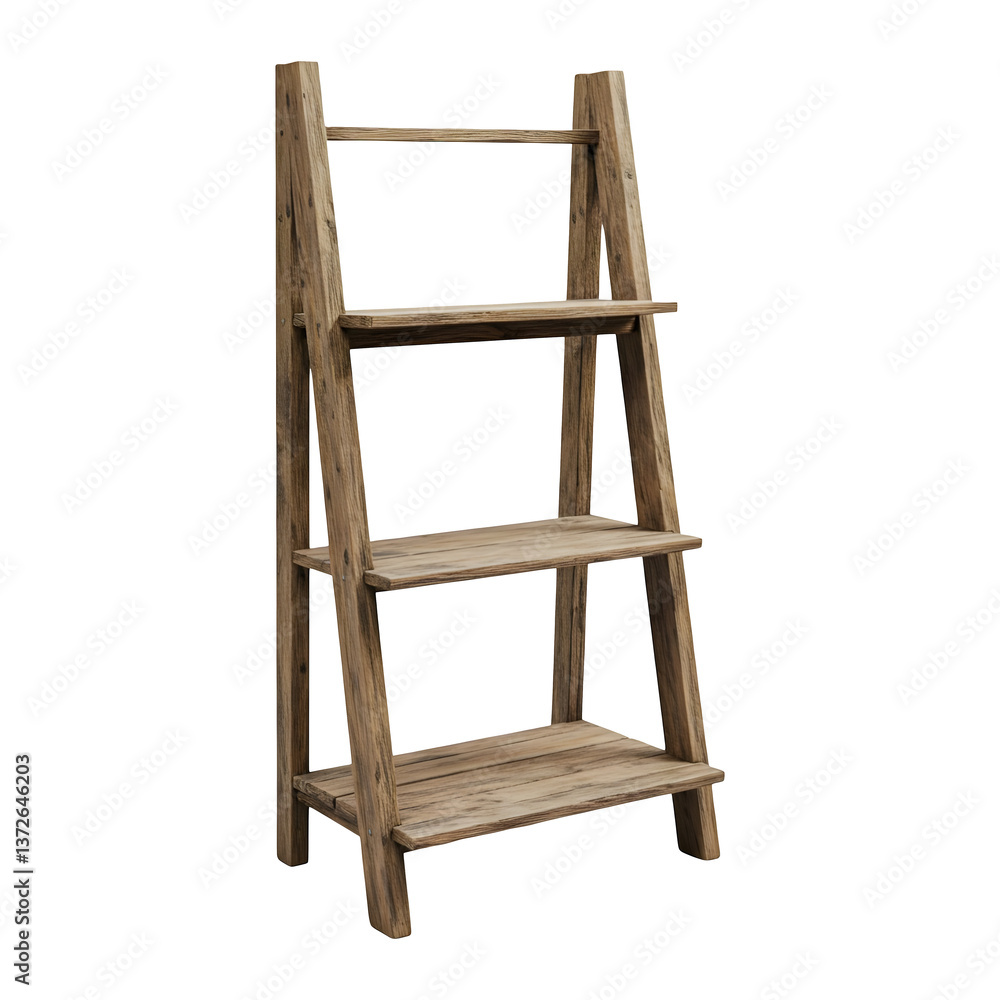 Rustic Wooden Three-Tiered Display Ladder Shelf for Home Decor Rustic Wooden Three-Tiered Display Ladder Shelf for Home Decor