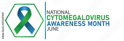National Cytomegalovirus Awareness Month June – Green & Blue Ribbon Symbol
