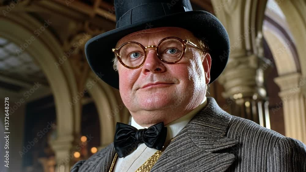Elegant gentleman in formal attire stands confidently in a grand historical venue during a sophisticated gathering Elegant gentleman in formal attire stands confidently in a grand historical venue during a sophisticated gathering