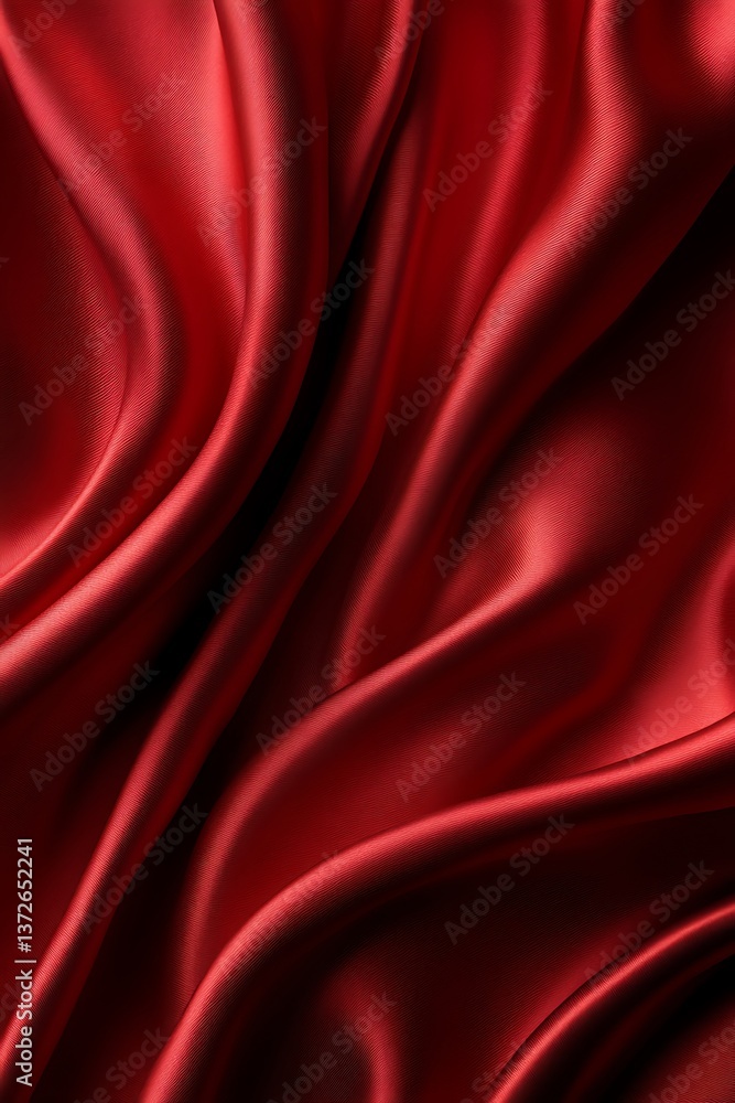 Fototapeta premium Luxurious flowing red silk fabric with smooth elegant curves