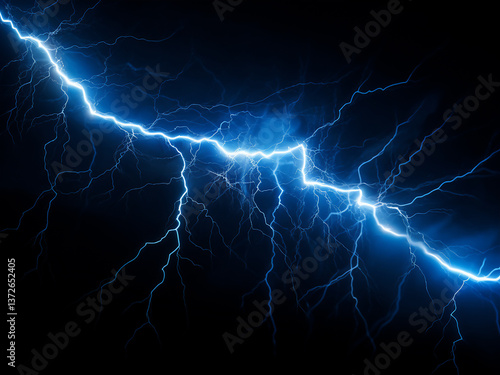 Zigzag-shaped geometric lightning with electric blue lighting on a dark background
