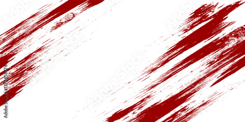 Straight red ink vector lines pack. Bloody color long and round hand-drawn brushstroke text highlights, frames, circles. Asian calligraphy brushstroke set.