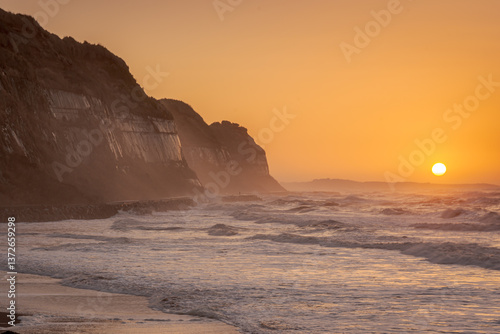屛風ヶ浦の朝焼け風景
