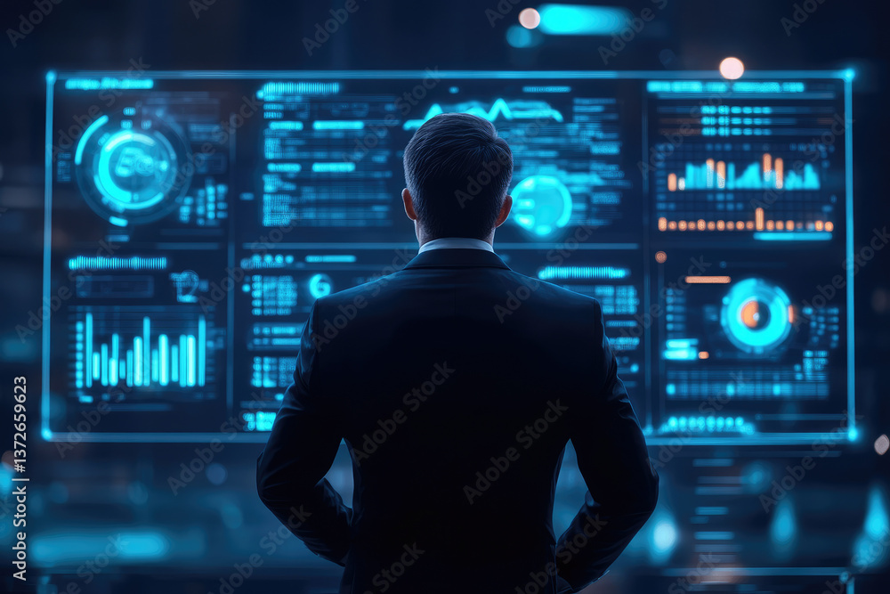 Analyzing data trends in business analytics digital workspace infographic professional environment back view insights for decision making Analyzing data trends in business analytics digital workspace infographic professional environment back view insights for decision making