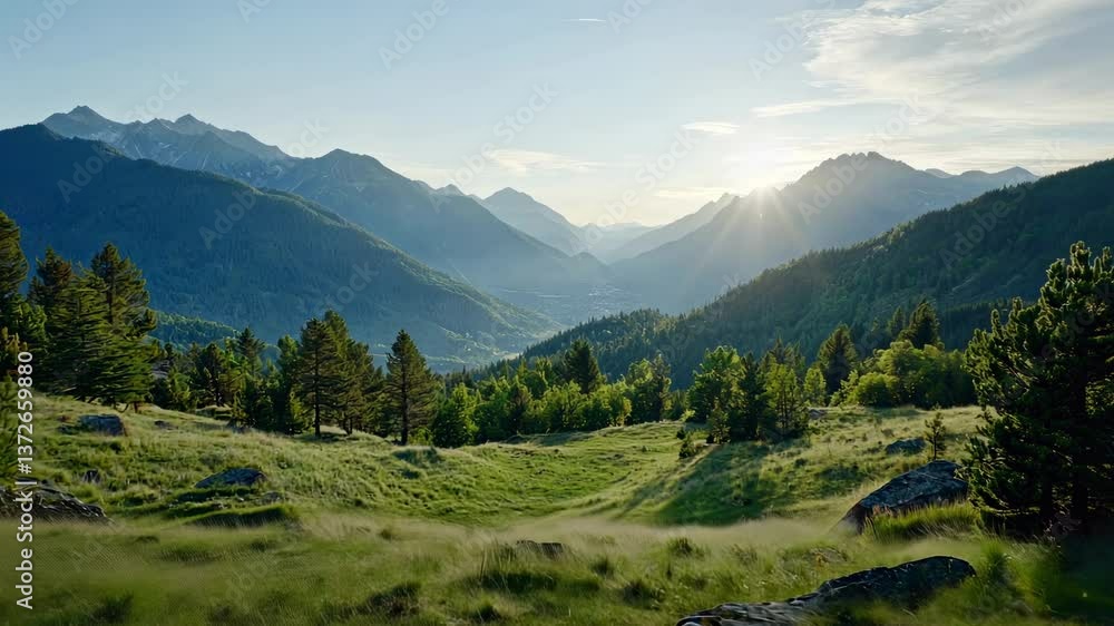 Majestic Mountain Valley Sunset Majestic Mountain Valley Sunset