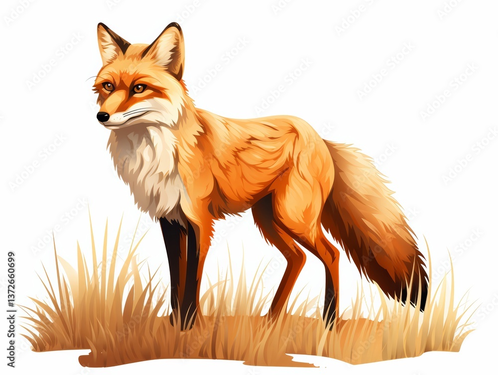 Obraz premium Fox, clipart, illustration isolate on white background