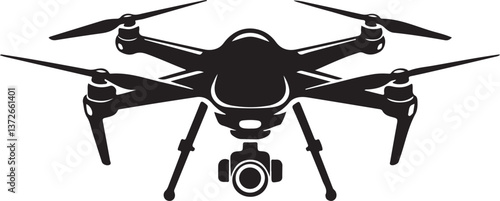 Drone Silhouette Vector Illustration for Flying and Delivery Concepts