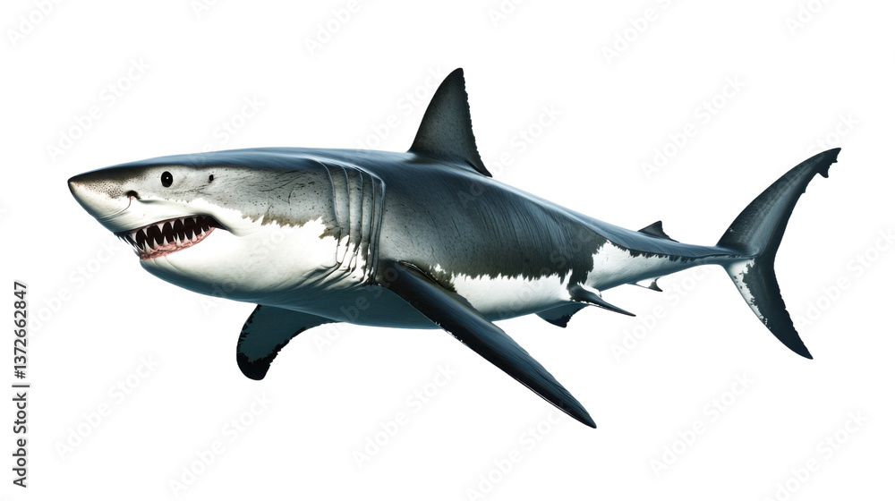 Isolated on white Transparent background image separated png. Great White Shark Illustration On Transparent Background Isolated on white Transparent background image separated png. Great White Shark Illustration On Transparent Background