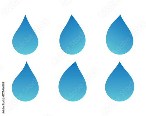 Vector blue water drop icon set. Flat droplet shapes collection. drop symbols