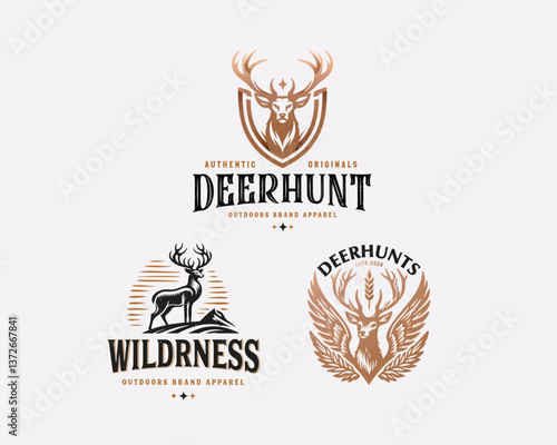 vintage classic emblem wild deer head logo template for business company