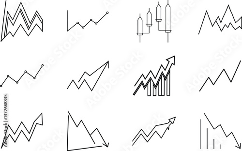 Stock Market Charts Trends, Growth, and Decline Analysis Graphics