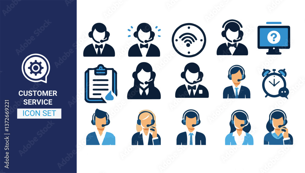 Business people icon set with avatars and team symbols Business people icon set with avatars and team symbols