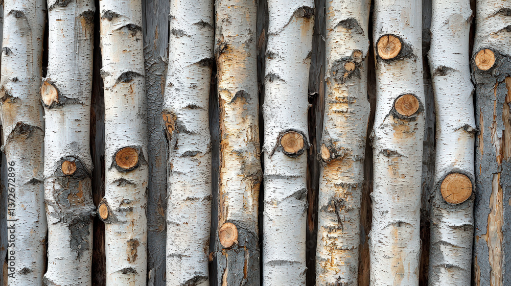 Naklejka premium Nature action birch trees texture forest photograph close-up organic patterns