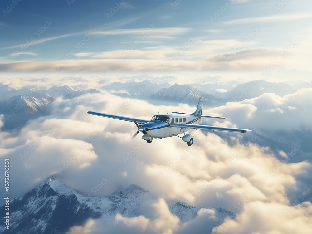 Obraz premium High altitude thin cloud layer spreading across the upper atmosphere