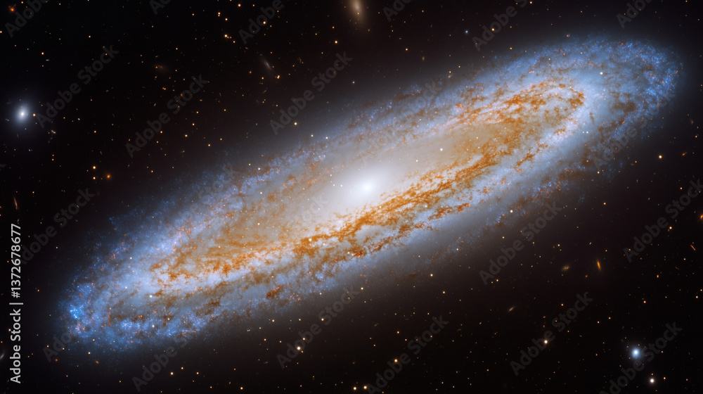 Fototapeta premium Galaxia espiral luminosa en el espacio profundo
