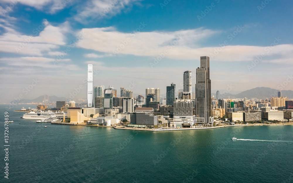 Urban skyline of Hong Kong in the morning
