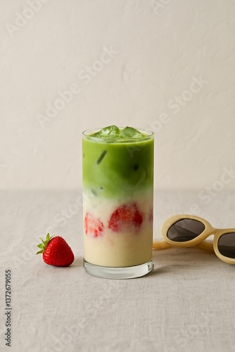 iced strawberry matcha green tea 