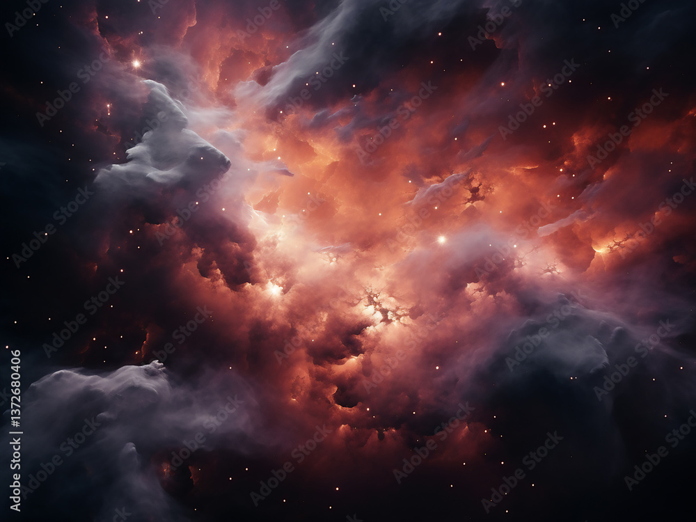 Fototapeta premium Molecular formations evolving within drifting cosmic clouds stars slowly condensing deep in space