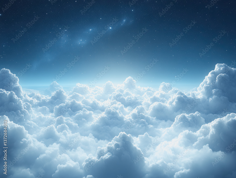 Clear blue sky adorned with fluffy white clouds creating a soft and neutral blend for a calm and serene background Clear blue sky adorned with fluffy white clouds creating a soft and neutral blend for a calm and serene background