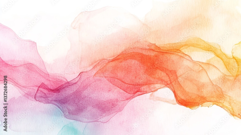 Abstract Watercolor Illustration Featuring Vibrant Blobs and Delicate Overlapping Layers in Soft Pastel Hues Abstract Watercolor Illustration Featuring Vibrant Blobs and Delicate Overlapping Layers in Soft Pastel Hues
