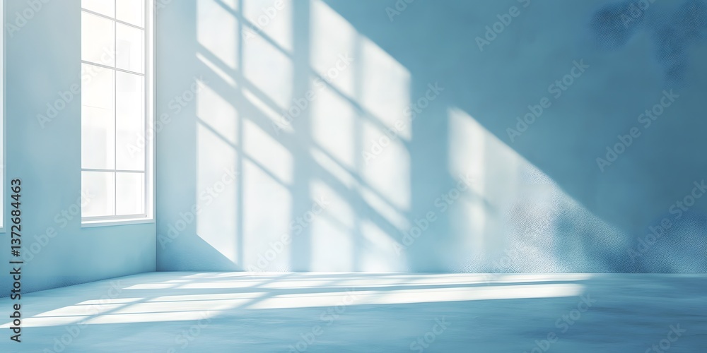 Obraz premium Bright and Minimalist Empty Room with Soft Light and Shadow Play