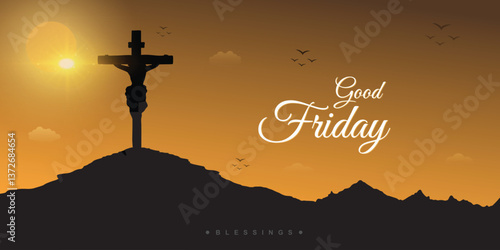 Good friday wishes socia media new banner vector file