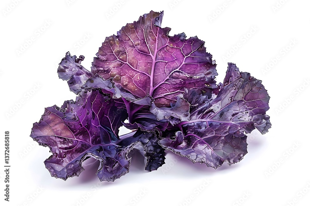 Obraz premium Purple Kale Isolated on White Background. Beautiful Kale Flower