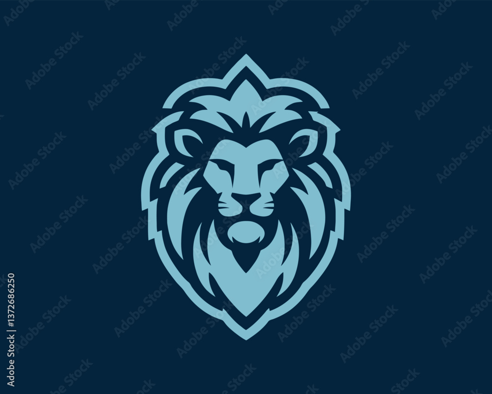 Fototapeta premium Lion head mascot icon vector illustration. Lion black and white logo design