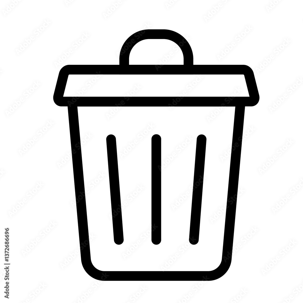 Illustration of a black trash can icon on a white background Illustration of a black trash can icon on a white background