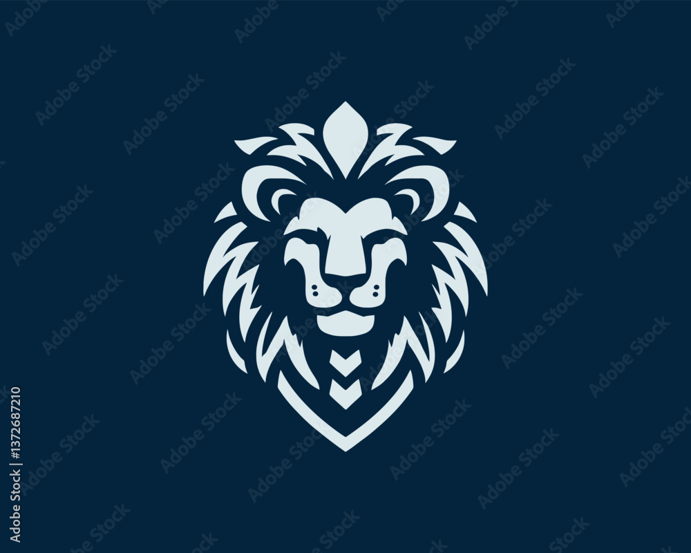 Fototapeta premium Lion head mascot icon vector illustration. black and white lion logo design template