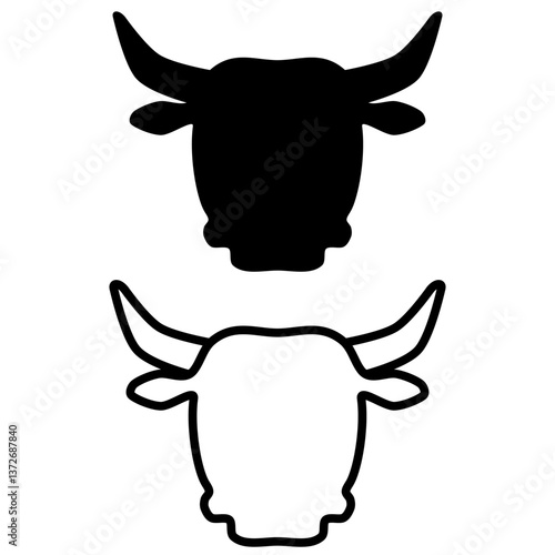 cow head icon, simple flat style, illustration, logo sign symbol pictogram template, for ui or ux isolated on white for mobile app, editable