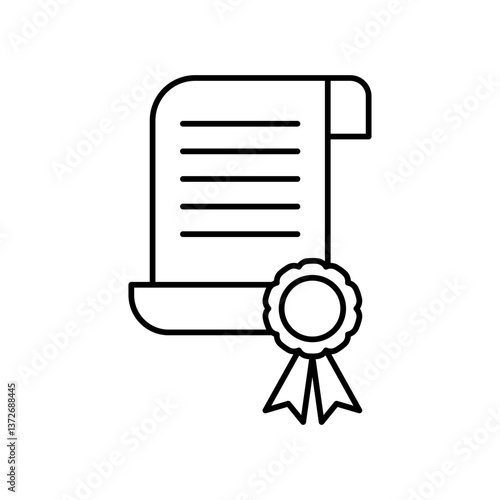 award document icon, license, certificate, simple flat style, illustration, logo sign symbol pictogram template, for ui or ux isolated on white for mobile app, editable