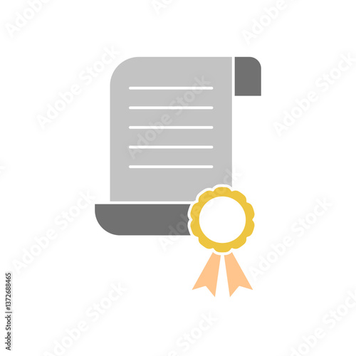 award document icon, license, certificate, simple flat style, illustration, logo sign symbol pictogram template, for ui or ux isolated on white for mobile app, editable