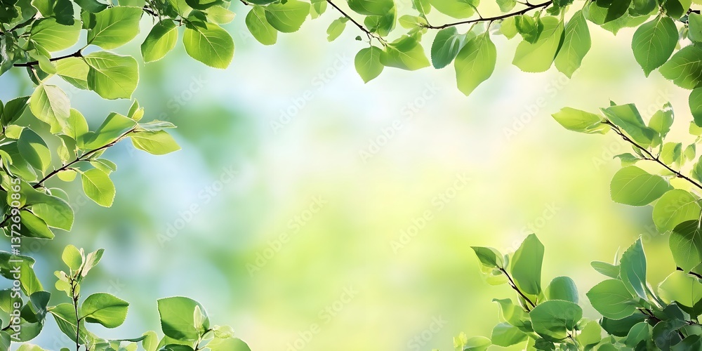 Lush Green Leaves Framing a Bright Natural Background for Inspiration Lush Green Leaves Framing a Bright Natural Background for Inspiration