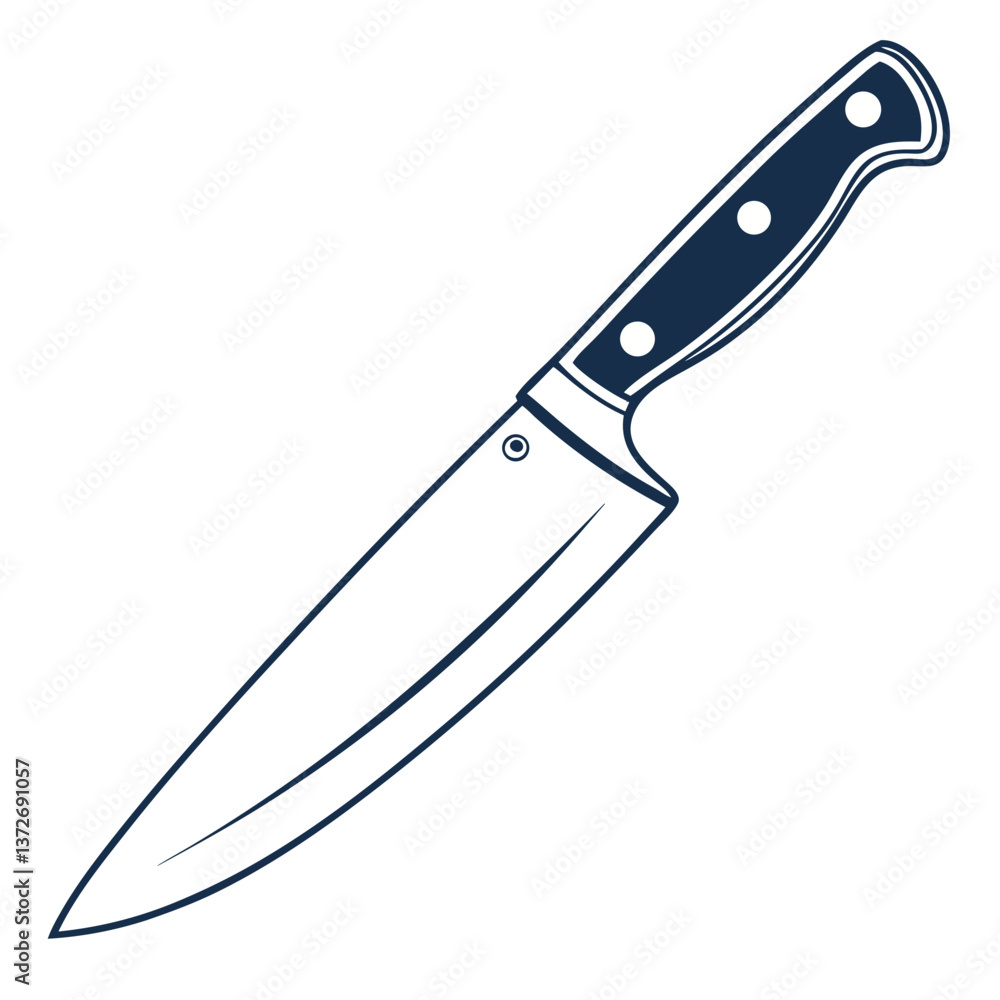 Chef's Knife Illustration in Minimalist Style Chef's Knife Illustration in Minimalist Style