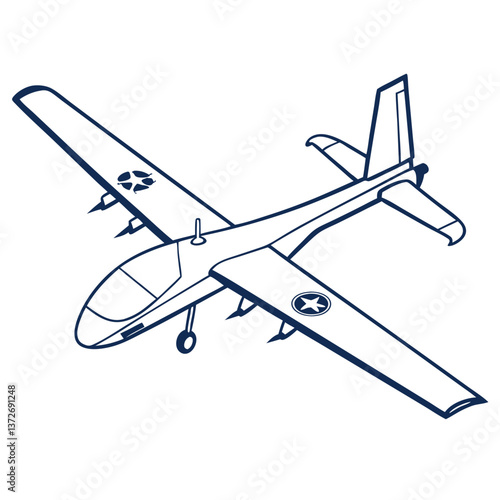 Drone aircraft blueprint design illustration  