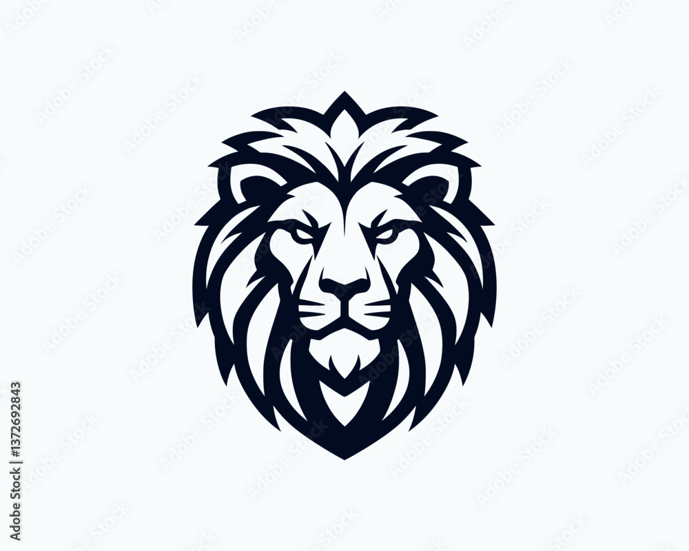 Lion head mascot icon vector illustration. Lion black and white logo design Lion head mascot icon vector illustration. Lion black and white logo design