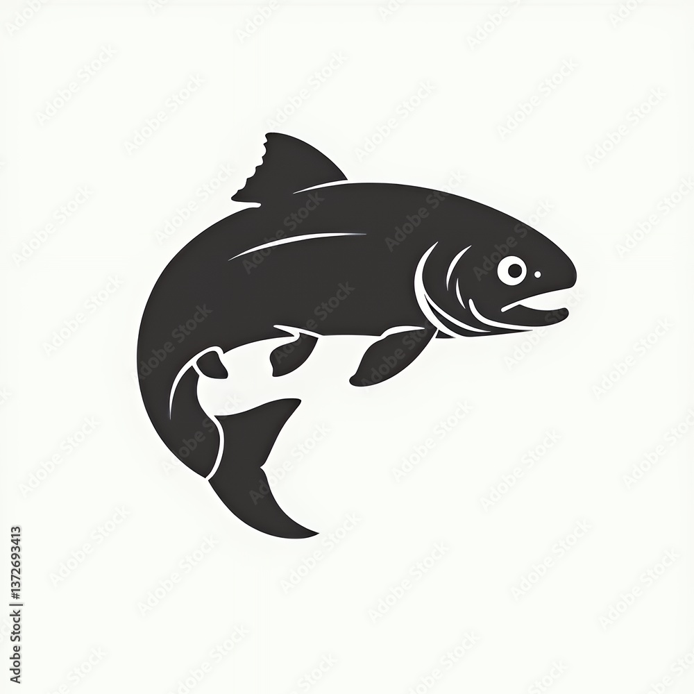 Fototapeta premium Illustration of a leaping fish on a light background.