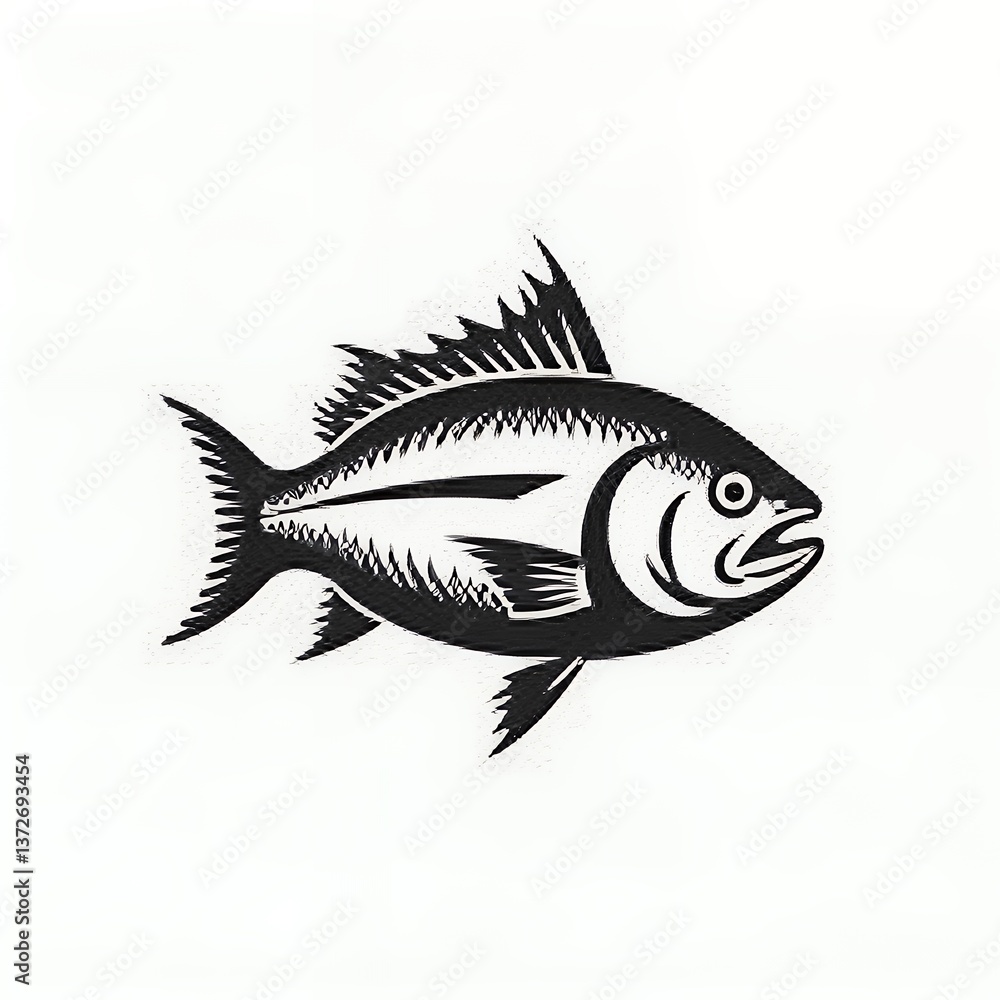Fototapeta premium Detailed illustration of a fish, showcasing intricate features and design.