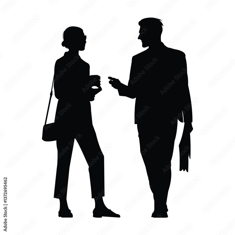 silhouette of a man and woman in discussion silhouette of a man and woman in discussion