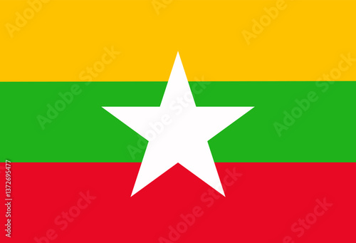 National flag of Myanmar. Vector illustration.
