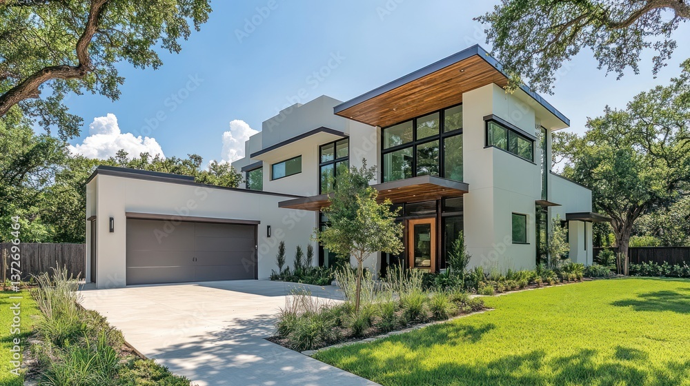 Modern architectural design of a beautiful residential home exterior Modern architectural design of a beautiful residential home exterior