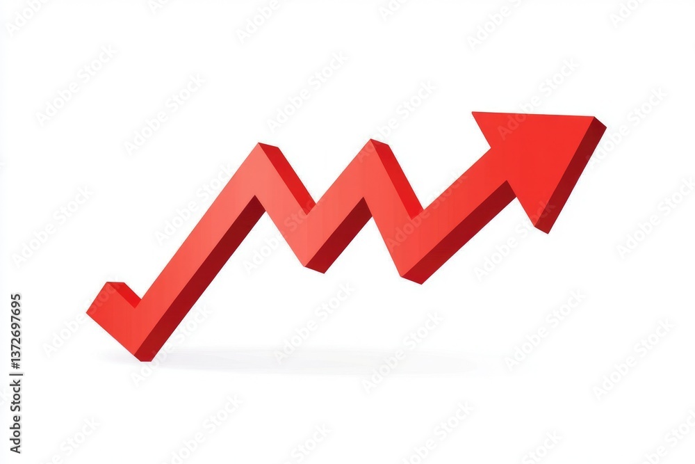 Crimson Decline: Icon of Arrow Pointing Downward Symbolizing Financial Downturn on a Clean Background Crimson Decline: Icon of Arrow Pointing Downward Symbolizing Financial Downturn on a Clean Background